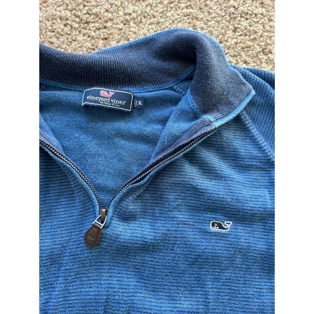 Vineyard Vines Mens sweater size XL, Blue Striped, 1/4 zip, Cotton - Picture 4 of 8